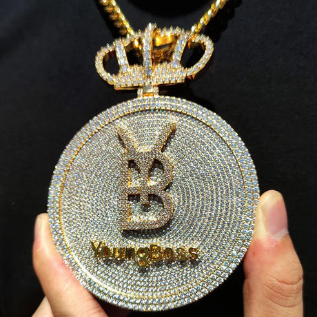 2024 3D Design Jewelry Copper 5A Zircon Bling Hip Hop Rapper Men Hip Hop Custom Letter Name Round Rectangle Pendant - Lootquake