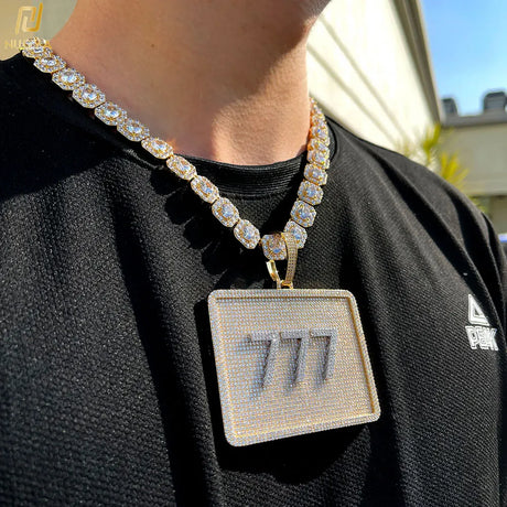 2024 3D Design Jewelry Copper 5A Zircon Bling Hip Hop Rapper Men Hip Hop Custom Letter Name Round Rectangle Pendant - Lootquake