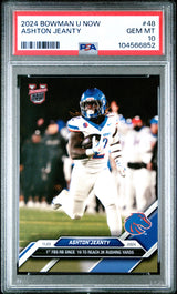 Tarjeta de fútbol americano Ashton Jeanty #48 Rookie RC de Topps Bowman U. 2024, calificada, PSA 10 Gem Mint