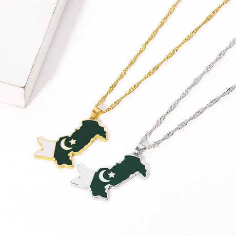 Pakistan Map and Flag Pendant Necklaces - Lootquake