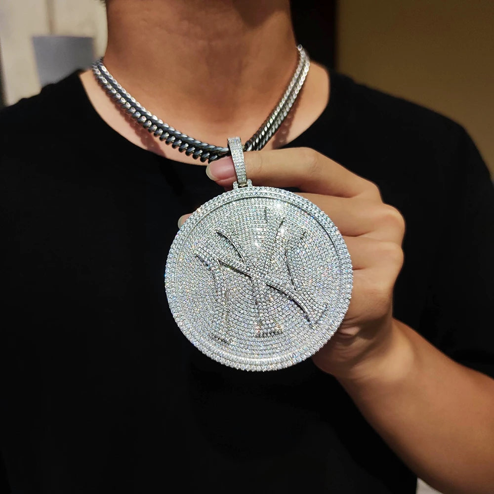 2024 3D Design Jewelry Copper 5A Zircon Bling Hip Hop Rapper Men Hip Hop Custom Letter Name Round Rectangle Pendant - Lootquake