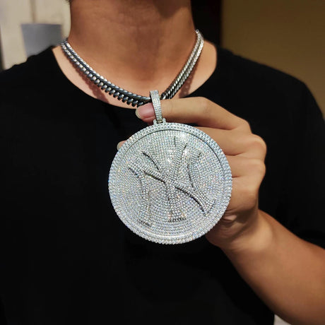 2024 3D Design Jewelry Copper 5A Zircon Bling Hip Hop Rapper Men Hip Hop Custom Letter Name Round Rectangle Pendant - Lootquake