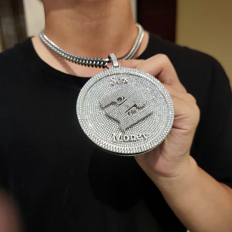 2024 3D Design Jewelry Copper 5A Zircon Bling Hip Hop Rapper Men Hip Hop Custom Letter Name Round Rectangle Pendant - Lootquake