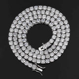 Hip Hop Jewelry Brass Setting CZ Tennis Chain Necklace Gold/Silver Color Iced Out AAAAA Cubic Zirconia Chain - Lootquake
