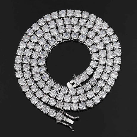Hip Hop Jewelry Brass Setting CZ Tennis Chain Necklace Gold/Silver Color Iced Out AAAAA Cubic Zirconia Chain - Lootquake