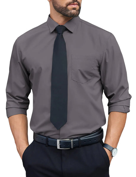 COOFANDY Mens Long Sleeve Button Down Shirts Wrinkle Free Untucked Shirts for Men Casual Dress Shirts Beach Wedding Shirts Deep Grey - Lootquake