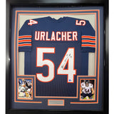 Camiseta de fútbol azul Chicago Beckett BAS COA enmarcada, autografiada y firmada por Brian Urlacher, 35 x 39, HOF 18