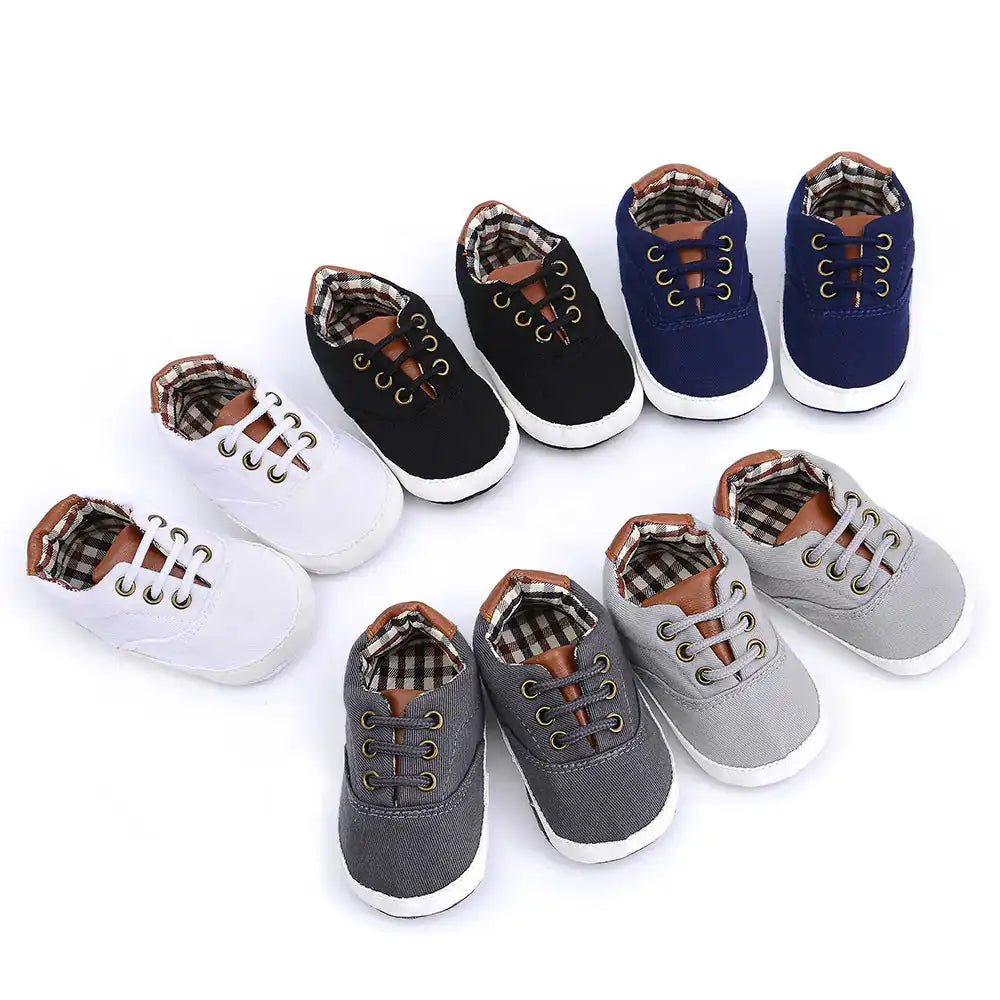 Solid color casual lace soft bottom baby canvas shoes baby shoes toddler shoes - Lootquake