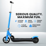 NNEDSZ KIDS Electric Scooter Lithium Ride-On Foldable E-Scooter 125W Rechargeable, Blue