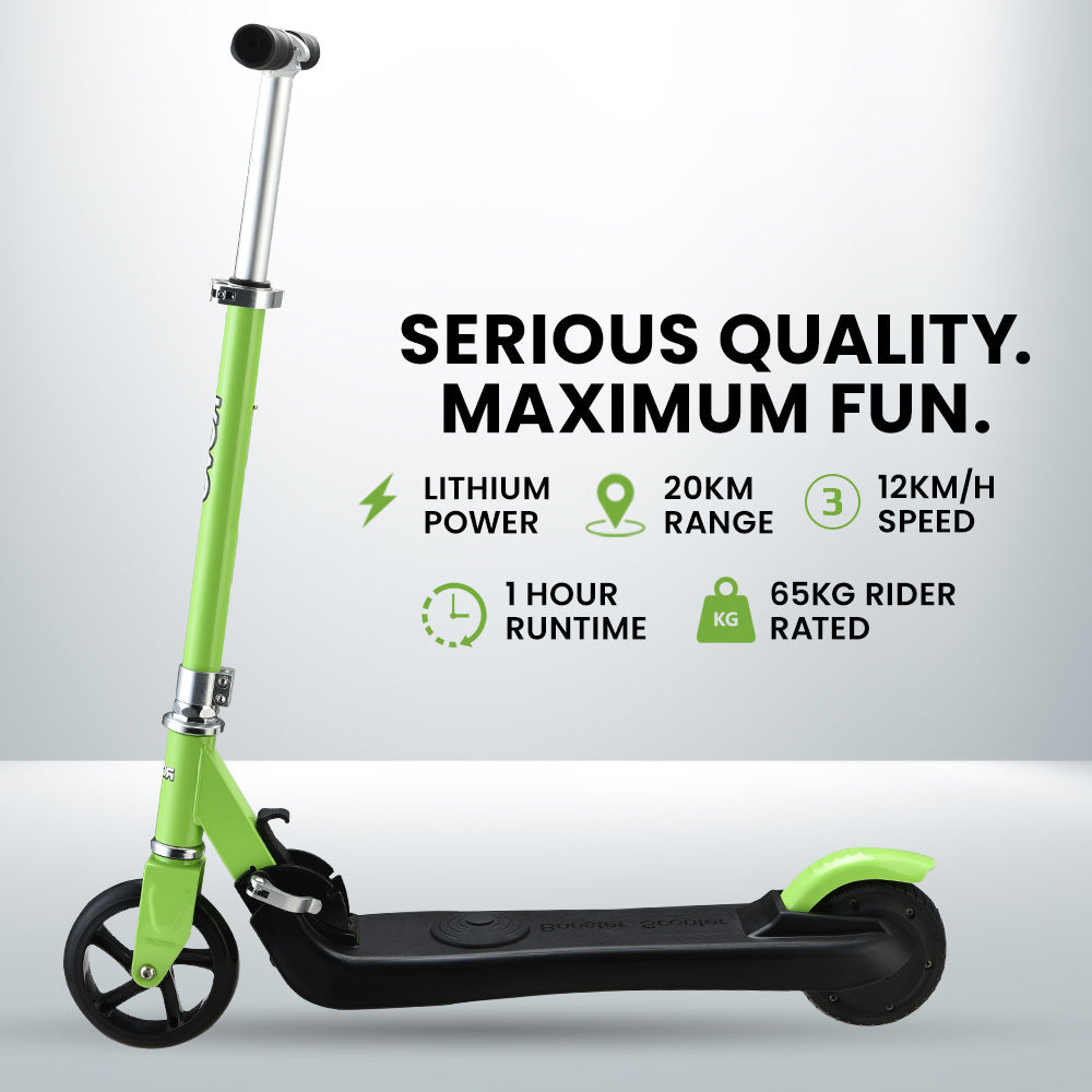 NNEDSZ KIDS Electric Scooter Lithium Ride-On Foldable E-Scooter 125W Rechargeable, Green