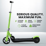 NNEDSZ KIDS Electric Scooter Lithium Ride-On Foldable E-Scooter 125W Rechargeable, Green