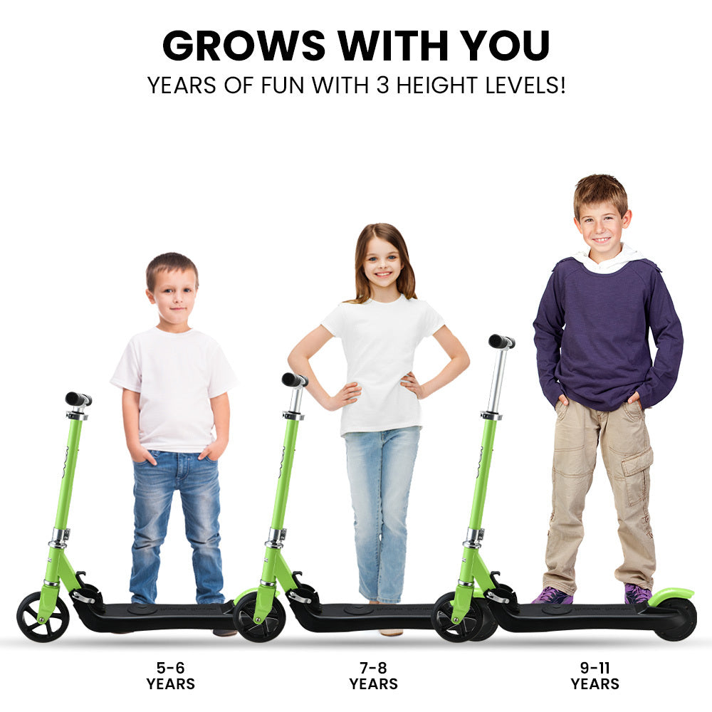 NNEDSZ KIDS Electric Scooter Lithium Ride-On Foldable E-Scooter 125W Rechargeable, Green