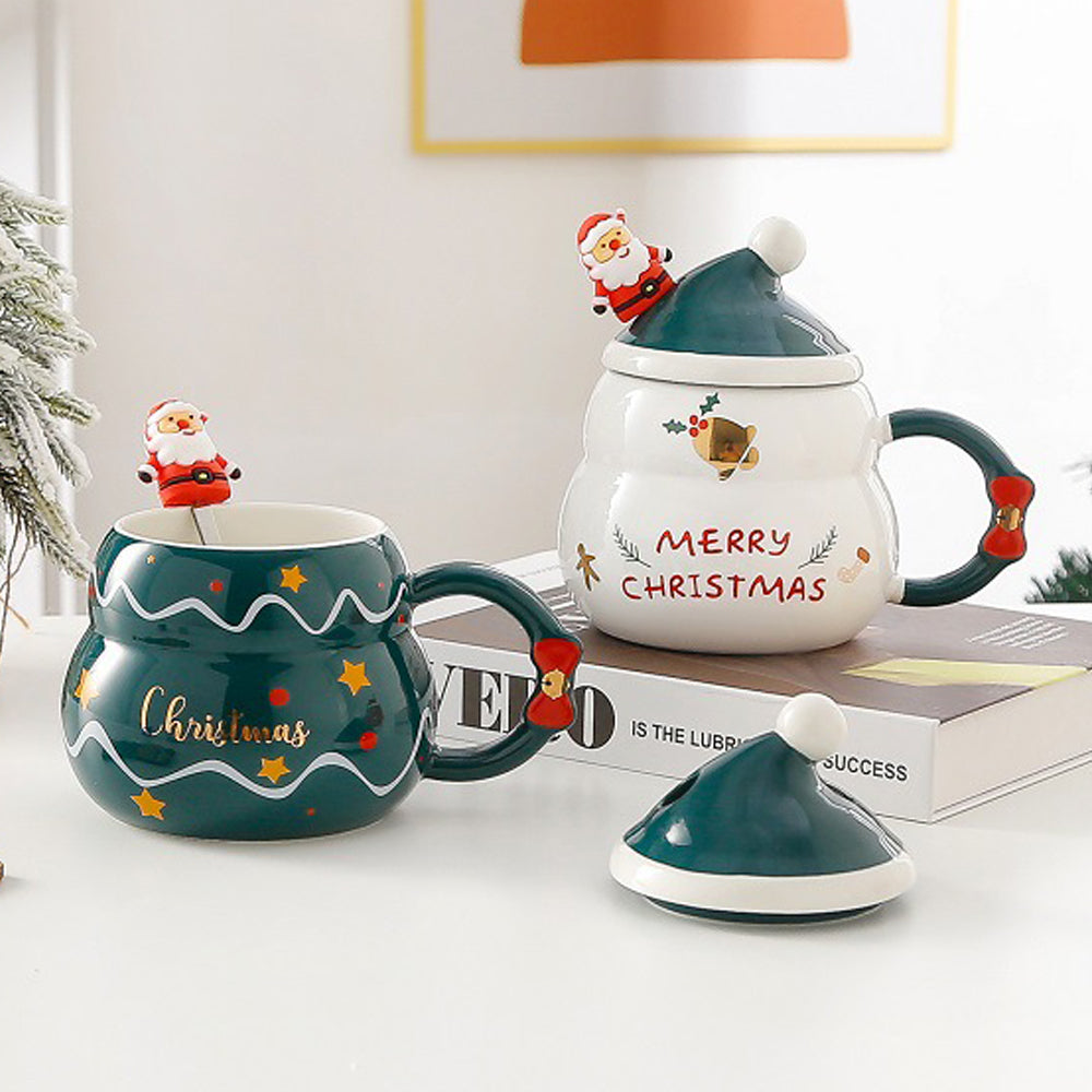 NNEDSZ Christmas Cup Gift Box Ceramic Mug Set Mug Gift Set Christmas Coffee Cup(Santa Claus)