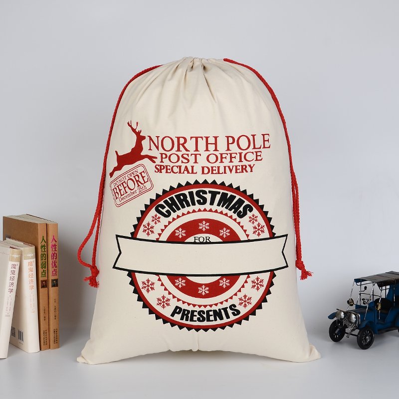 NNEDSZ 50x70cm Canvas Hessian Christmas Santa Sack Xmas Stocking Reindeer Kids Gift Bag, Cream - Christmas Presents