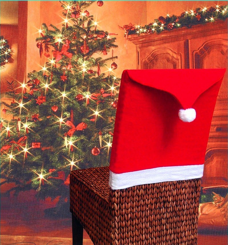 NNEDSZ Christmas Chair Covers Tablecloth Runner Decoration Xmas Dinner Party Santa Gift, 10x Chair Covers