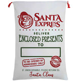 NNEDSZ 50x70cm Canvas Hessian Christmas Santa Sack Xmas Stocking Reindeer Kids Gift Bag, Cream - Santa Express