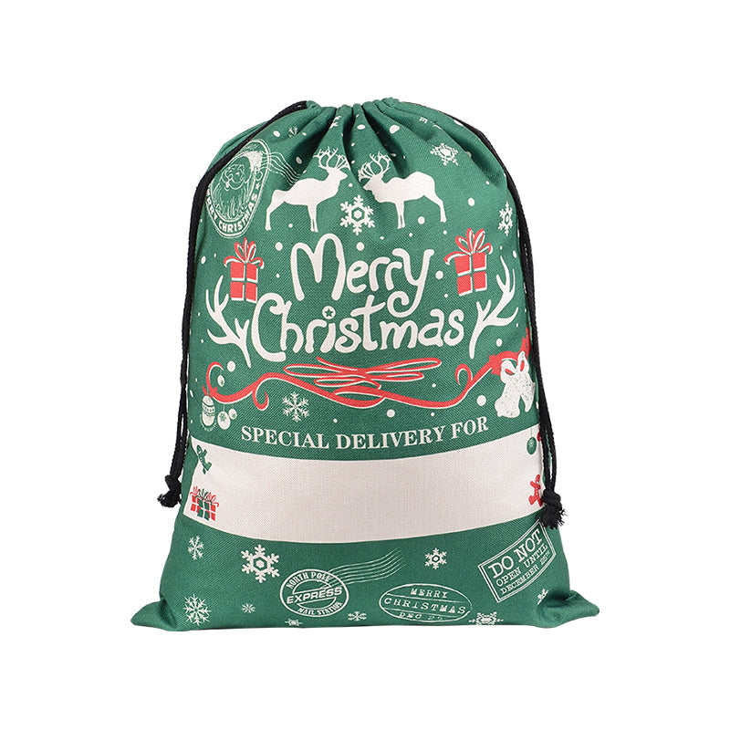 NNEDSZ 50x70cm Canvas Hessian Christmas Santa Sack Xmas Stocking Reindeer Kids Gift Bag, Green - Reindeer Gift