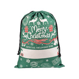 NNEDSZ 50x70cm Canvas Hessian Christmas Santa Sack Xmas Stocking Reindeer Kids Gift Bag, Green - Reindeer Gift