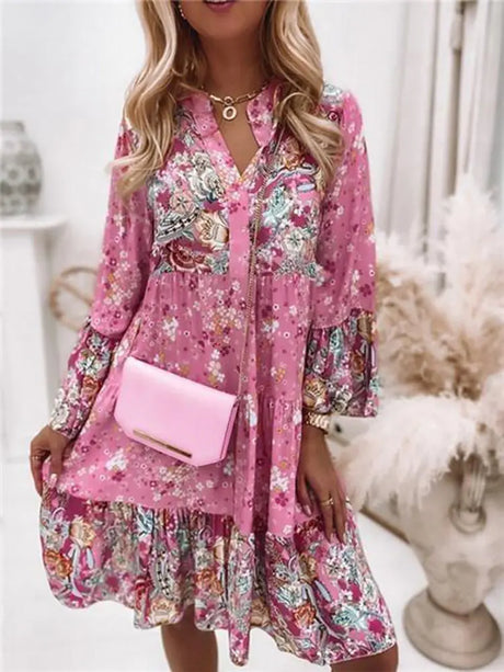 Pleated Long Sleeve Casual Dresses - Lootquake