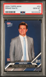 Graded 2024 Topps Now Drake Maye #D3 Rookie RC Football Card PSA 10 Gem Mint