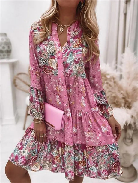 Pleated Long Sleeve Casual Dresses - Lootquake