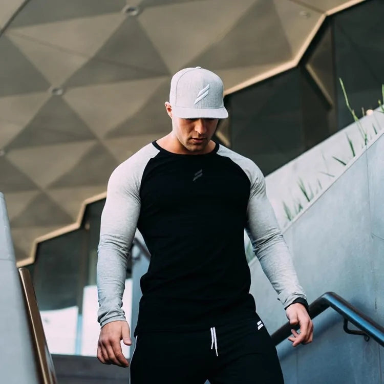 Camisetas de manga larga ajustadas para hombre para primavera/verano