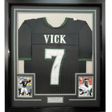 Camiseta de fútbol americano de Filadelfia, negra, enmarcada, autografiada y firmada por Michael Mike Vick, 35 x 39, certificado de autenticidad (PSA/DNA)