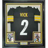 Camiseta de fútbol americano de Pittsburgh, negra, enmarcada, autografiada y firmada por Michael Mike Vick, 35 x 39, JSA COA