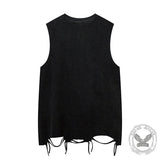 Vintage Washed Letter Printed Sleeveless Vest