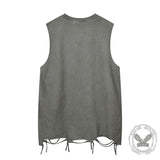 Vintage Washed Letter Printed Sleeveless Vest