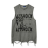 Vintage Washed Letter Printed Sleeveless Vest