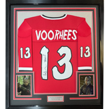 Framed Autographed/Signed Ari Lehman Jason Voorhees 35x39 Friday The 13th Red Movie Jersey Steiner CX COA