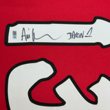 Framed Autographed/Signed Ari Lehman Jason Voorhees 35x39 Friday The 13th Red Movie Jersey Steiner CX COA