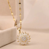 Elevate Your Style with Our Double-layer Rotatable Sunflower Necklaces - Lootquake
