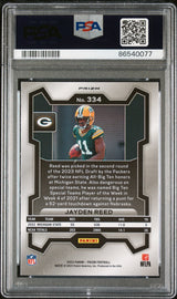 Graded 2023 Panini Prizm Jayden Reed #334 Disco Rookie RC Football Card PSA 10 Gem Mint