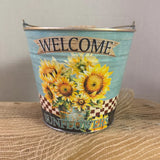 Welcome Sunflower Small Gift Tin Basket