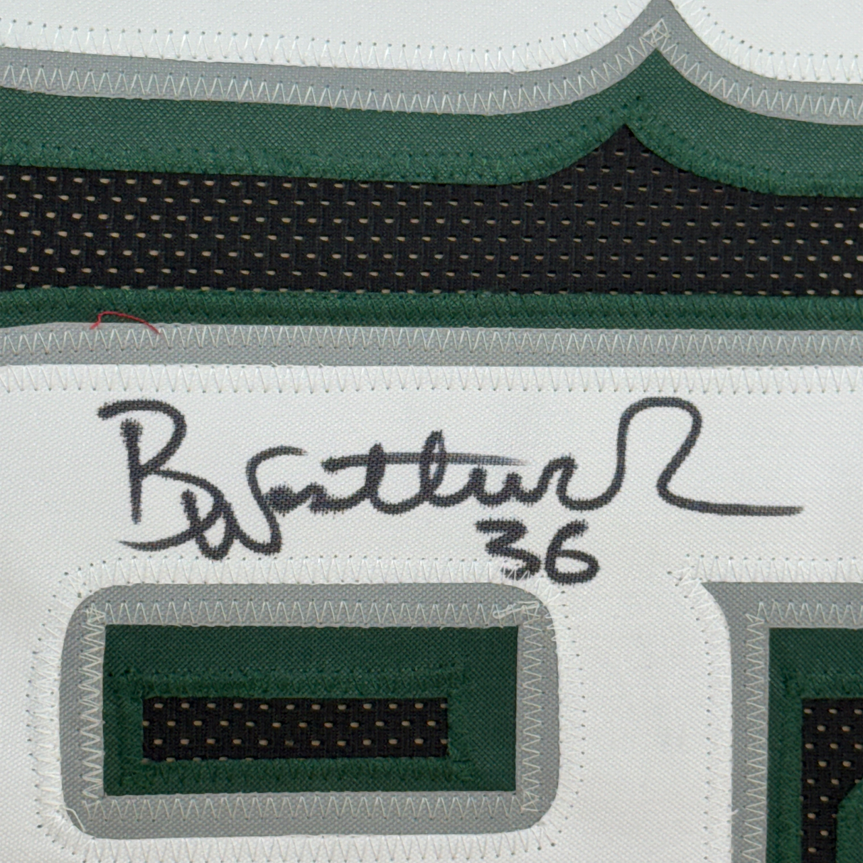 Camiseta de fútbol americano de Filadelfia, negra, enmarcada, autografiada y firmada por Brian Westbrook, 35 x 39, certificado de autenticidad (PSA/DNA)