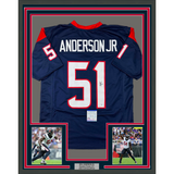 Camiseta de fútbol azul de Houston, enmarcada, autografiada y firmada por Will Anderson Jr., 35 x 39, con certificado de autenticidad de PSA y ADN.