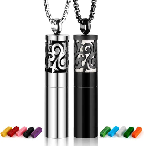 Maromalife Essential Oil Diffuser Necklaces for Women 2PCS Aromatherapy Necklaces Stainless Steel Diffuser Locket Pendant Cylinder with 20 Felt Pads Aroma Necklaces Gift Set for Mothers Day - Lootquake