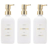 HOMCDALY Shampoo and Conditioner Dispenser 21oz 3-Pack Refillable Shampoo and Conditioner Bottles Shampoo Container Empty Shampoo Pump Bottle Shampoo Pump Dispenser（21oz-White&Gold）