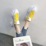 Velcro Platform Sneakers, Dad Shoes, White Casual Shoes - Lootquake