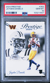 Tarjeta de fútbol Panini Prestige Jayden Daniels #302 Rookie RC de 2024, clasificada PSA 10 Gem Mint