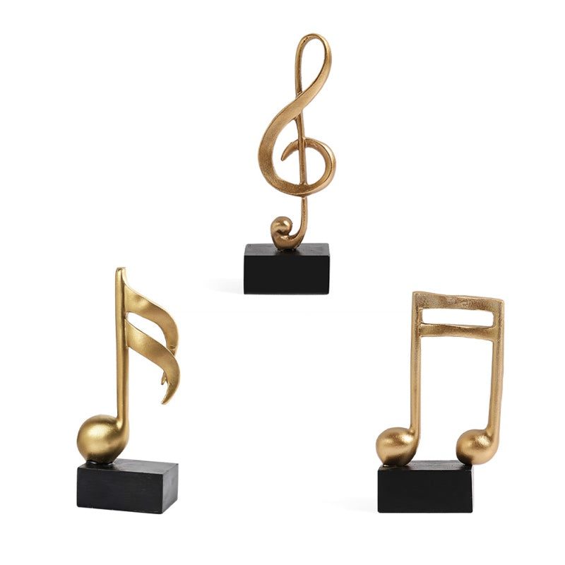 Figuras de notas musicales para decoración del hogar, esculturas de resina doradas, adornos para escritorio, piano, oficina, TV, mueble, recuerdos.