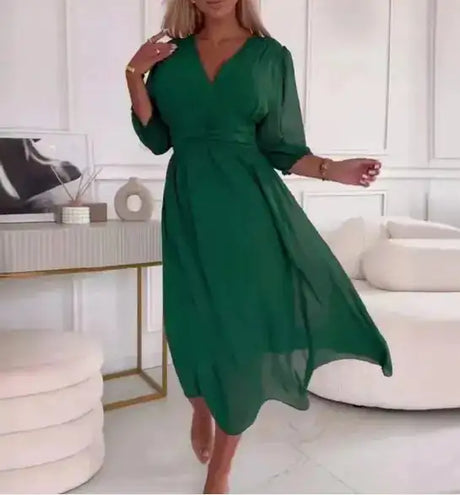 V-Neck Chiffon Dresses - Lootquake