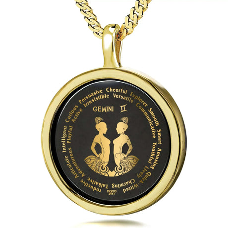 Gemini Necklaces for Lovers of the Zodiac 24k Gold Inscribed - Lootquake