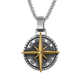 JWM Mens Pendants Necklaces Jewelry for Adults with 23.6 Stainless Steel Square Pearl Chain (022-Golden Compass Necklaces) - Lootquake
