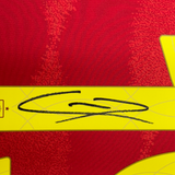 Lámina enmarcada, autografiada y firmada Yamal 35 x 39, camiseta roja de fútbol de la Copa del Mundo de España, Beckett BAS COA 