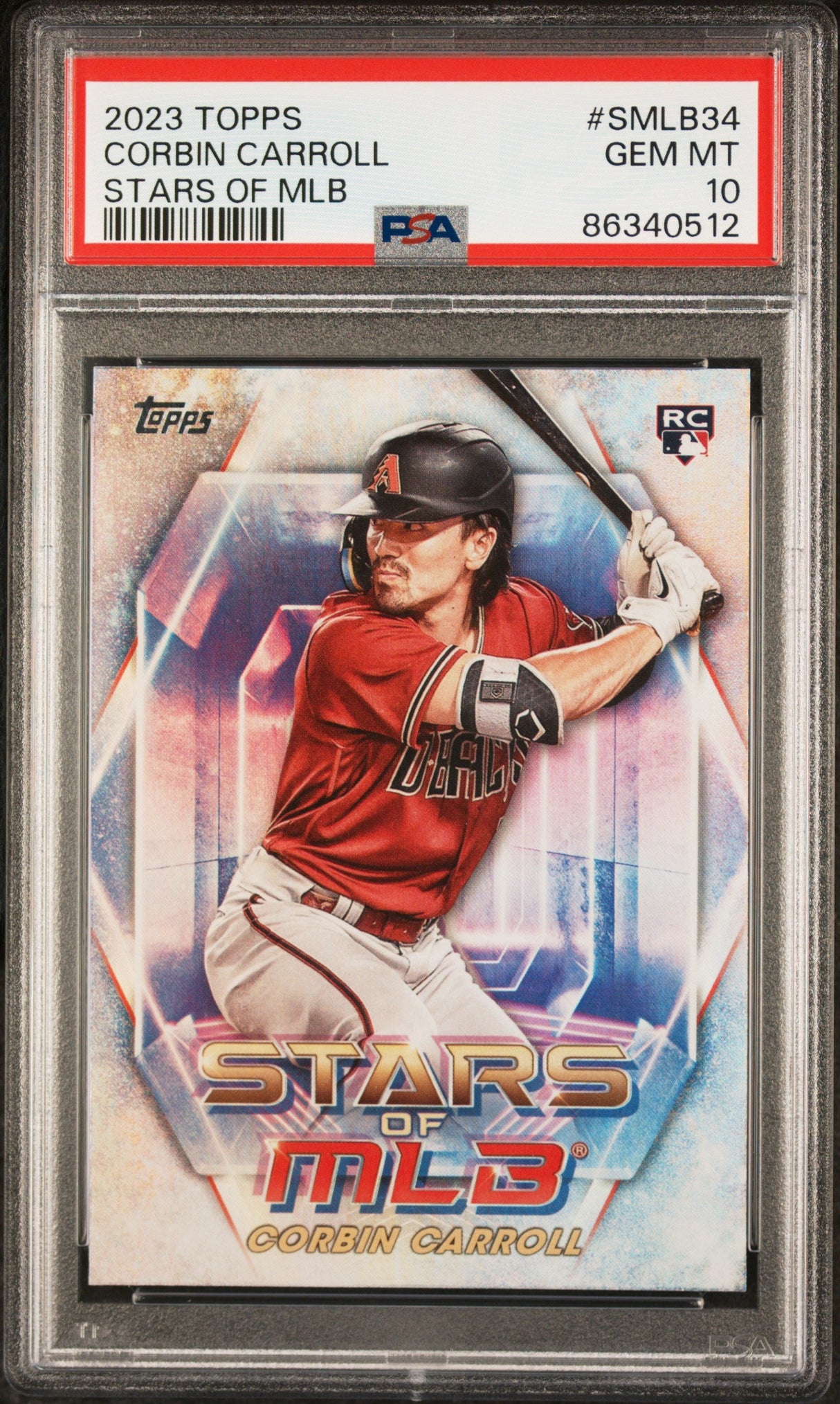 Tarjeta de béisbol RC de novato de estrellas de la MLB Corbin Carroll #SMLB34 de Topps 2023, calificada como PSA 10 Gem Mint