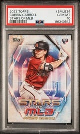 Tarjeta de béisbol RC de novato de estrellas de la MLB Corbin Carroll #SMLB34 de Topps 2023, calificada como PSA 10 Gem Mint