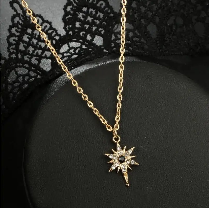 Gold-Plated Zircon Devil Eye and Star Cross Necklaces - Lootquake